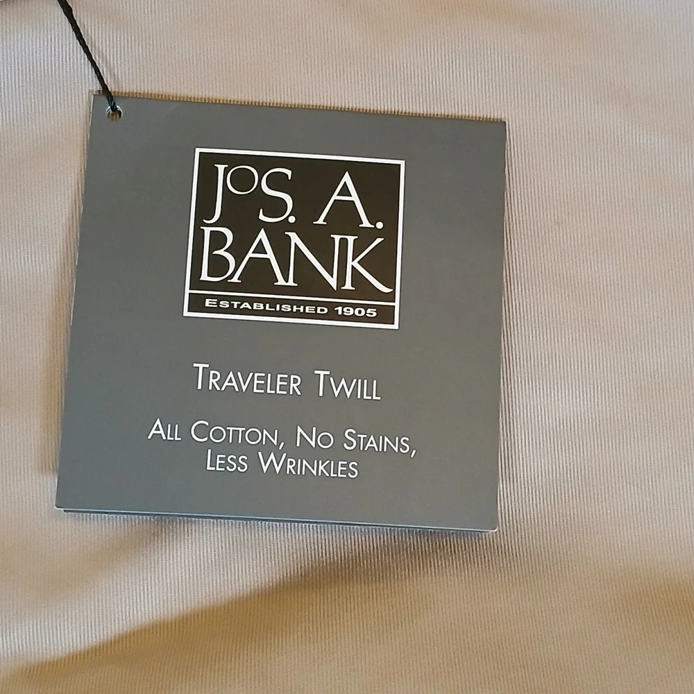 NEW Jos A Bank Mens Traveler Twill Khaki Pants 46x34 Flat Front Cotton $115